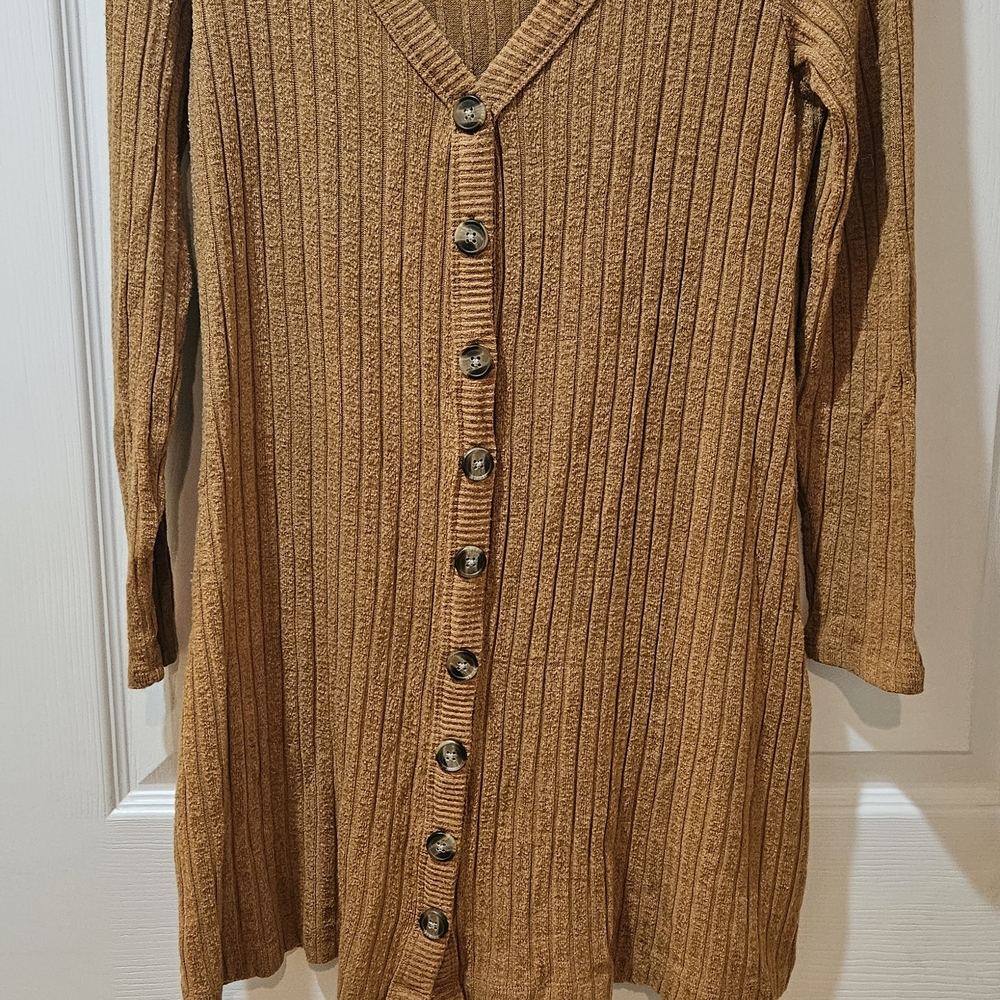 American Eagle Outfitters Ribbed Cardigan - Tan